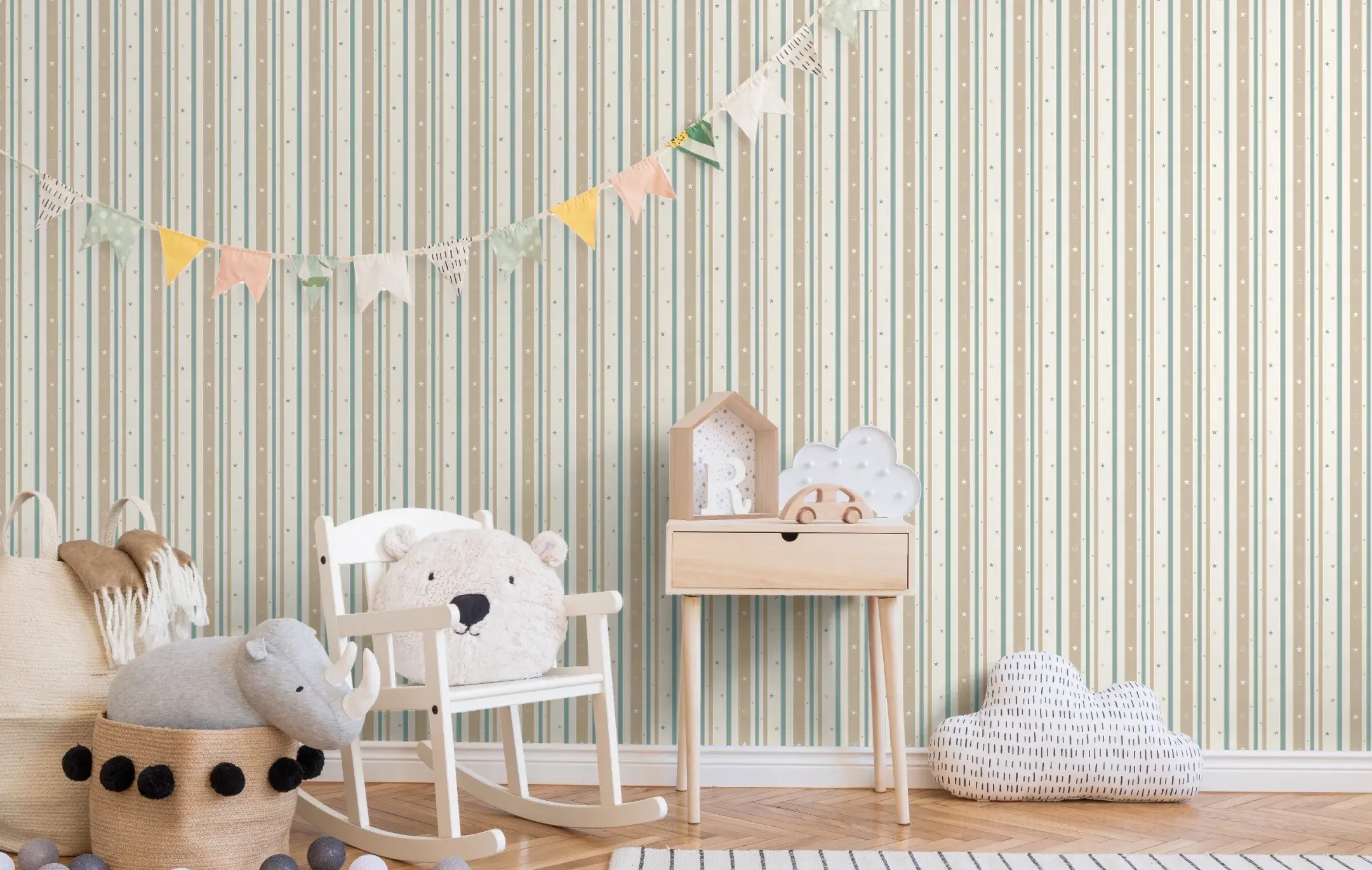 Beige Embossed Wallpaper – Playful Charm (8928-1)